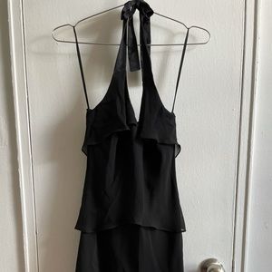 Black halter tie semi formal cocktail dress Christmas party dress